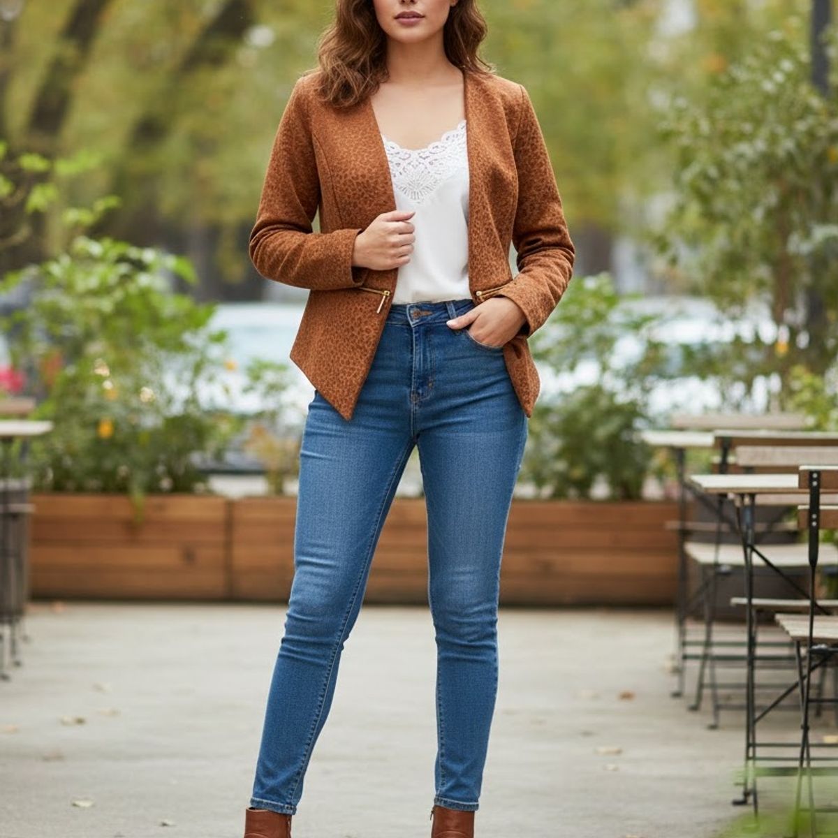 GENERICO - Chaqueta Blazer corto animal print