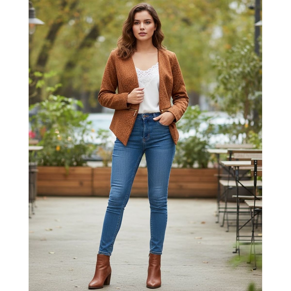 GENERICO - Chaqueta Blazer corto animal print