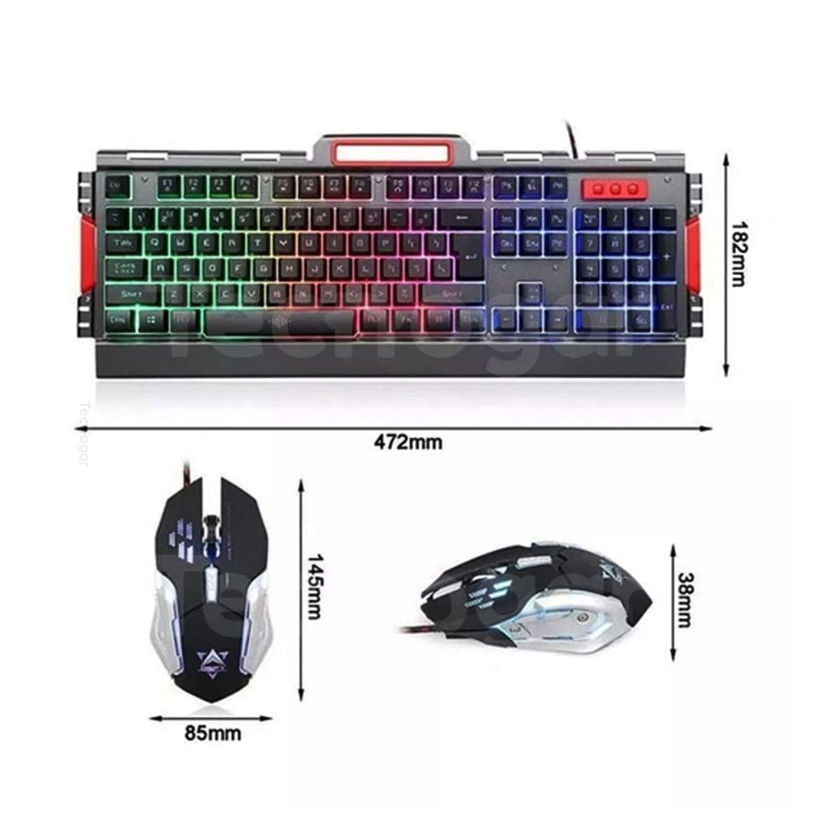 OEM - Teclado y Mouse Gaming RGB Negro K33 con Luces LED y DPI 3200