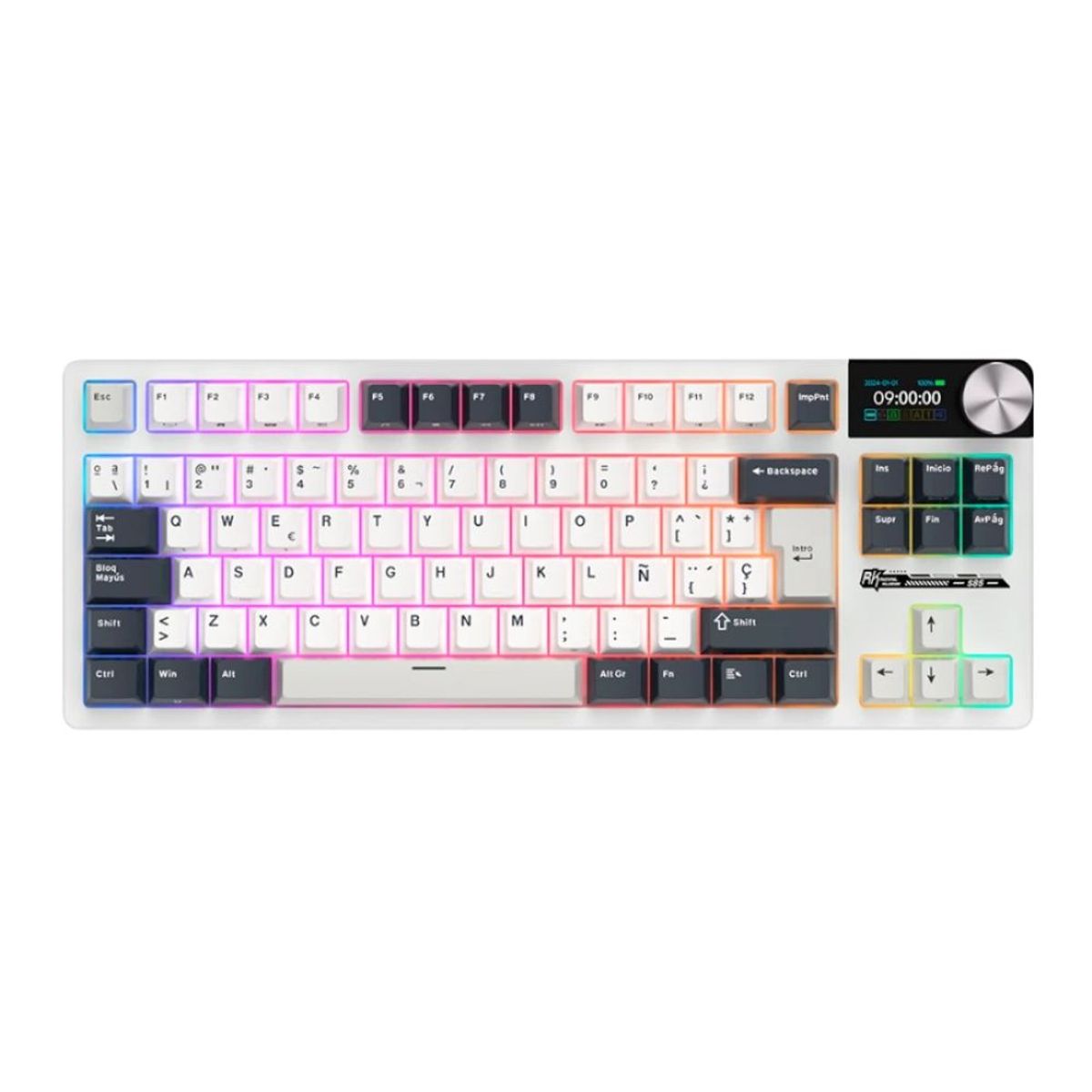 ROYAL KLUDGE - Royal Kludge - Teclado S85 Wireless TKL White Night Switch Cloud
