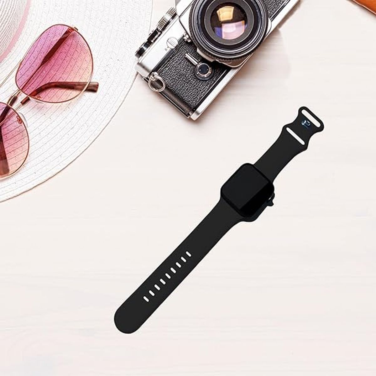 GENERICO - Correa Silicona Compatible Con Apple Watch 42- 44- 45- 49mm SM Negro