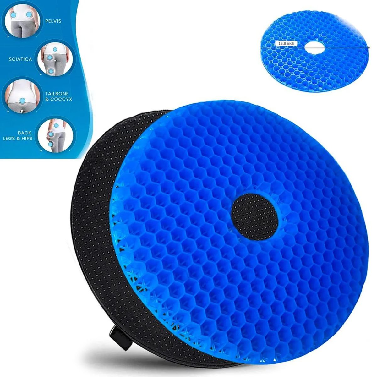 GENERICO - Cojín de Gel Ortopédico Transpirable con Funda Tipo Dona