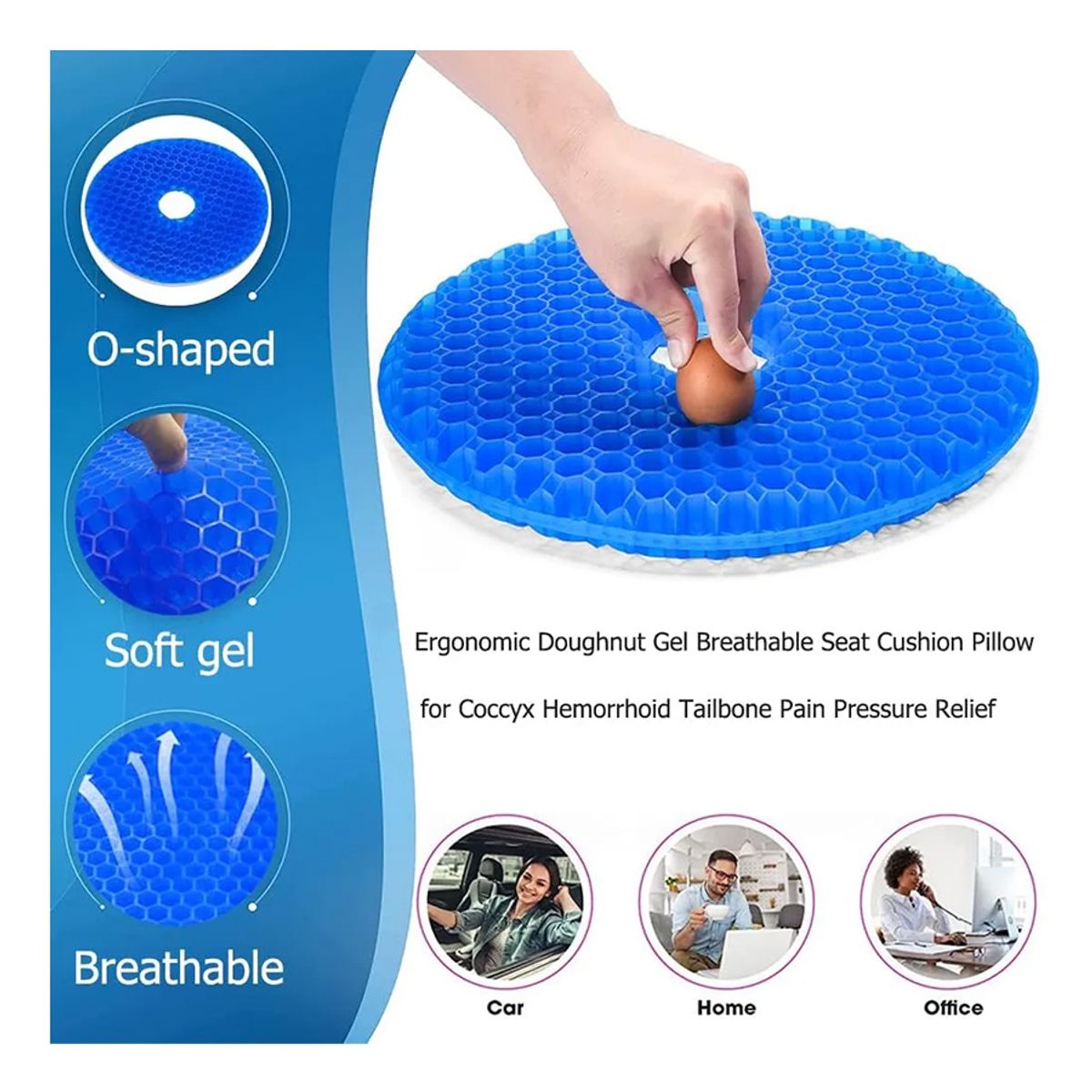 GENERICO - Cojín de Gel Ortopédico Transpirable con Funda Tipo Dona