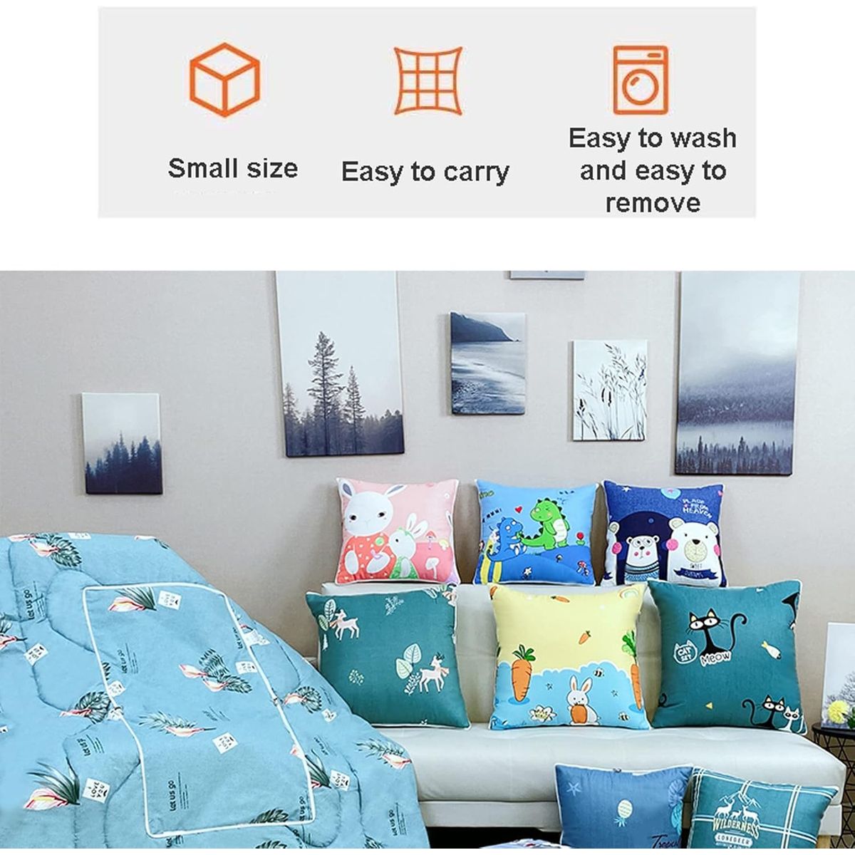 OEM - Manta 2 en 1 Infantil con Cojín, Ideal para Viajes y Descanso x2Piezas