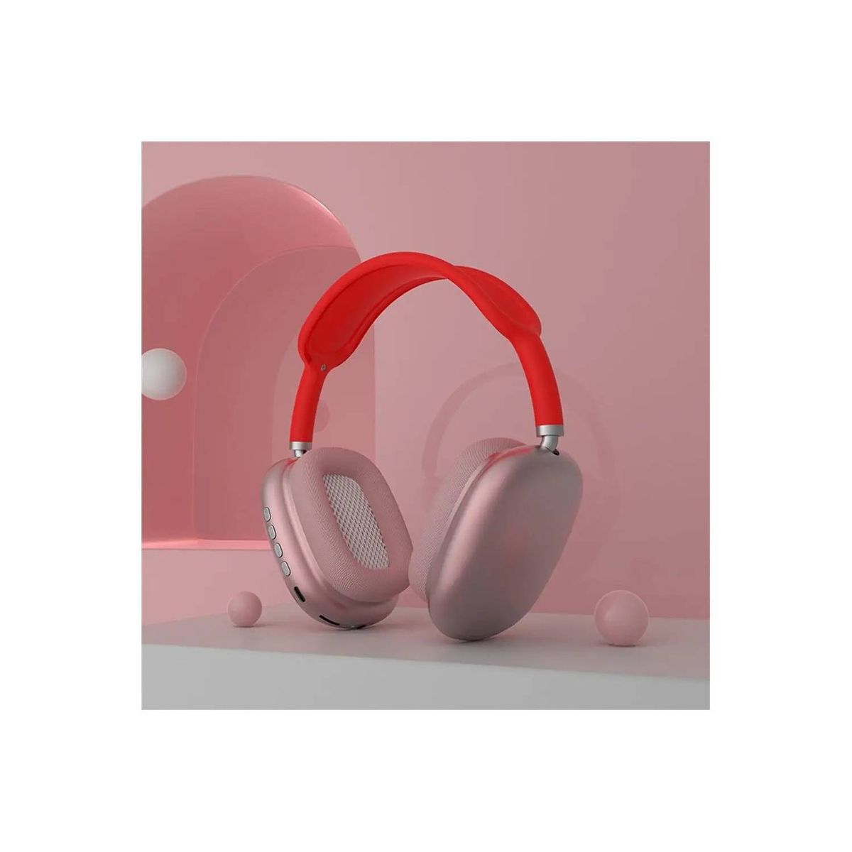GENERICO - AUDIFONOS ROJO ROSADO P9 INALAMBRICO BLUETOOTH