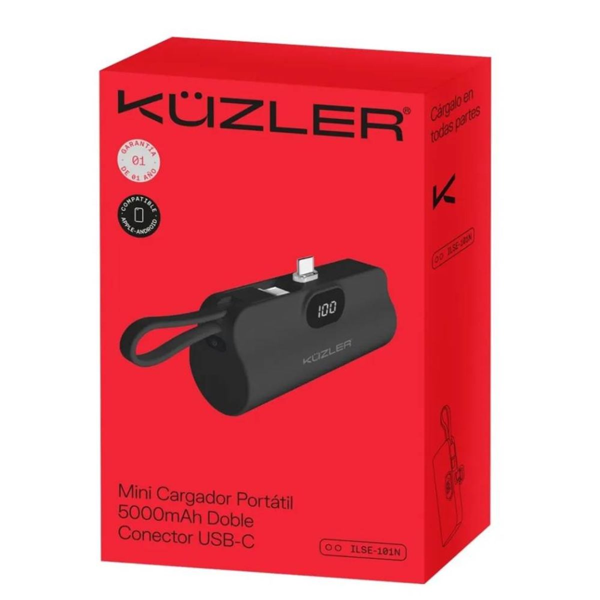 KUZLER - Nano Powerbank 5000mAh USB-C Carga Rápida ILSE-101N -Negro