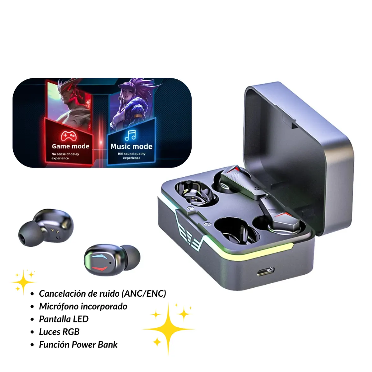 GENERICO - Audífonos Inalámbricos DX 42 TWS RGB Negro