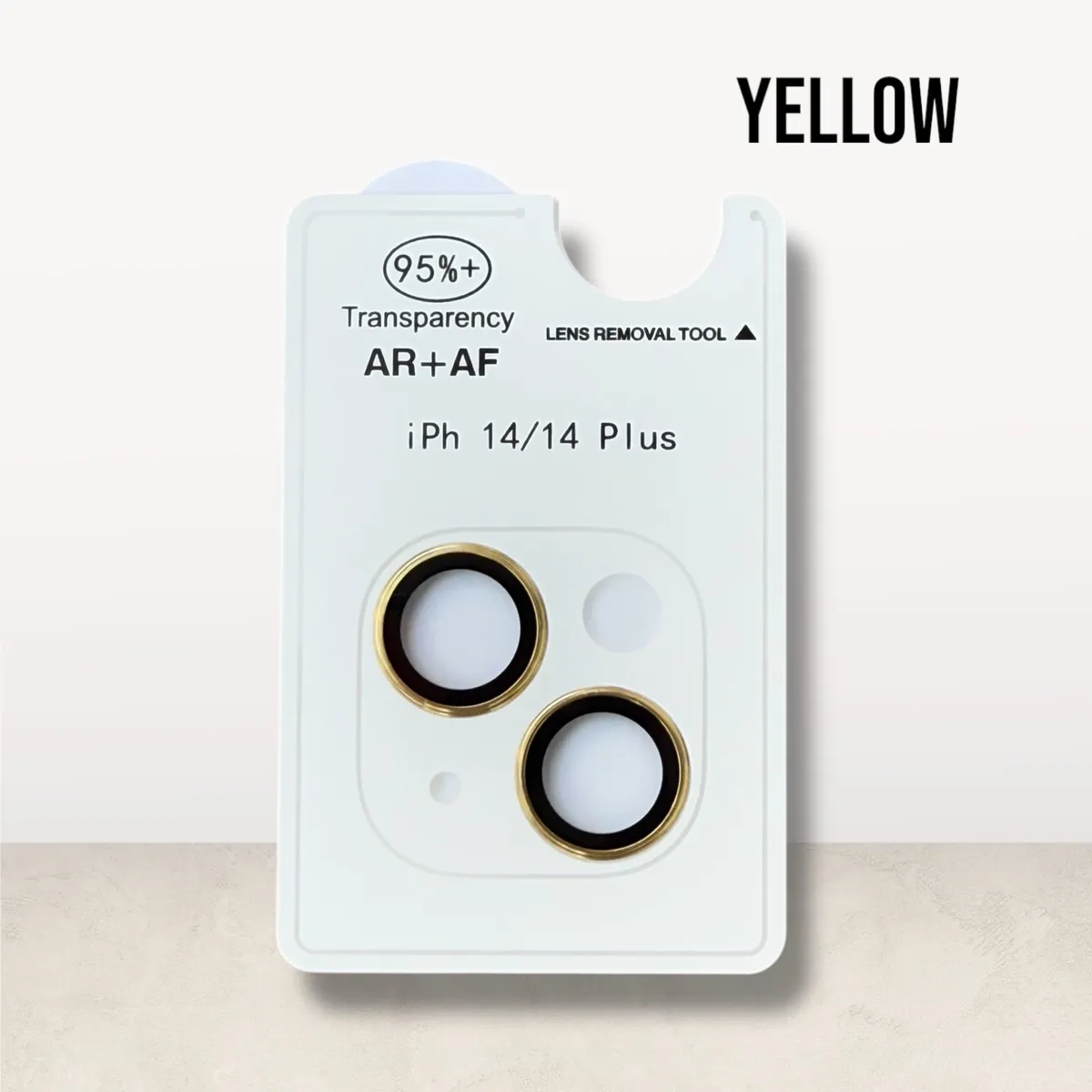 GENERICO - Protector de Cámara para iPhone 14 Plus AR + AF Amarillo