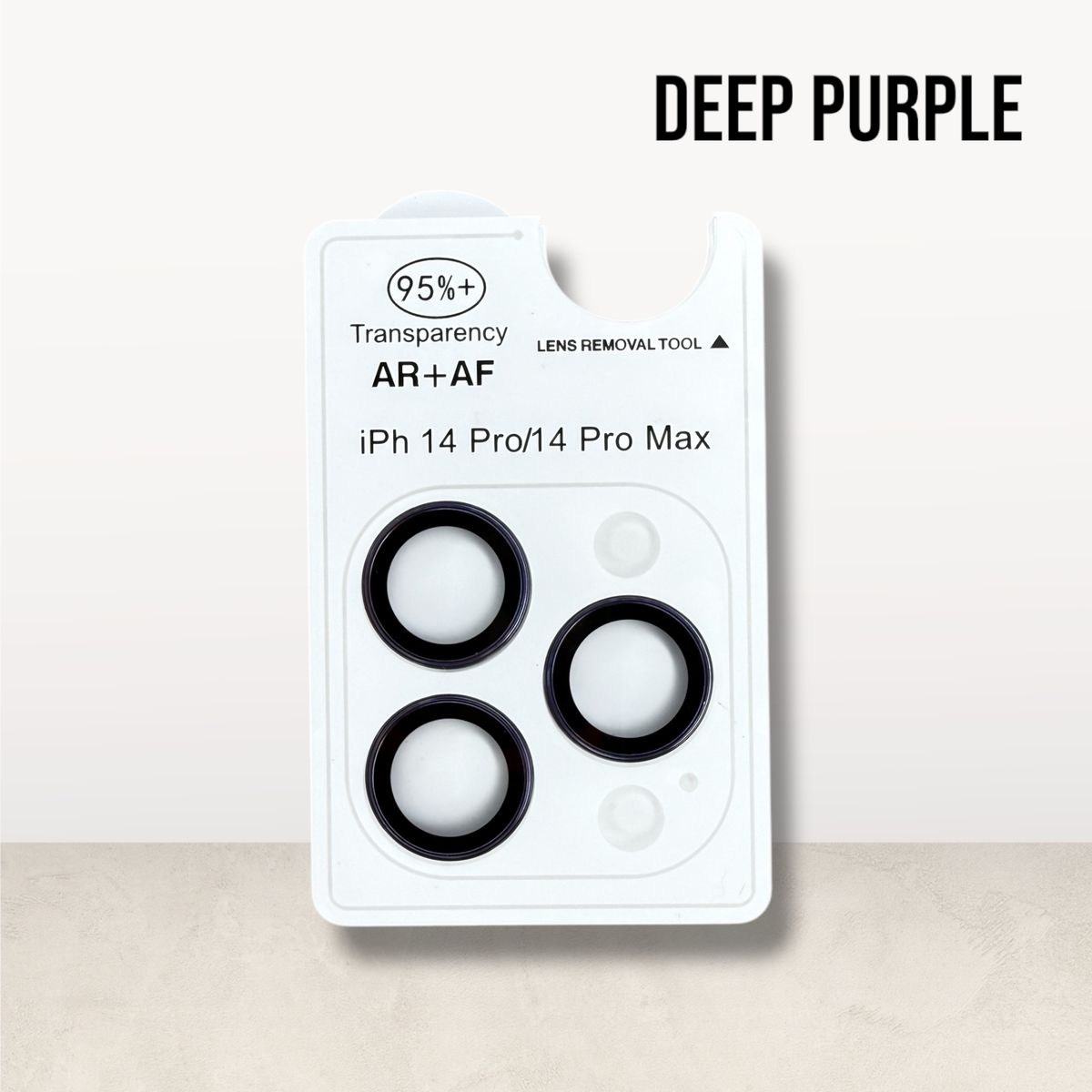 GENERICO - Protector de Cámara para iPhone 14 Pro Max AR + AF Morado Oscuro