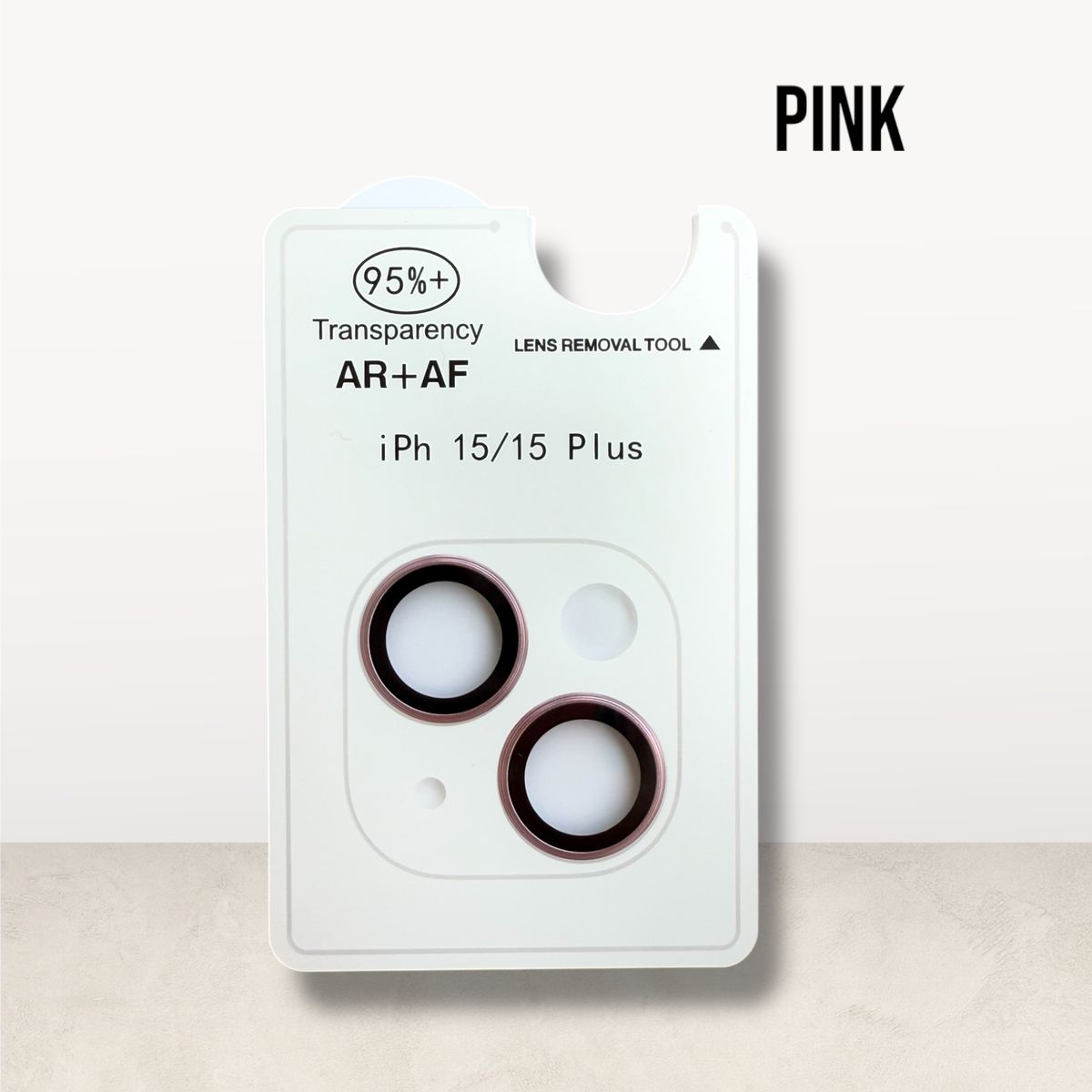 GENERICO - Protector de Cámara para iPhone 15 Plus AR + AF Rosado