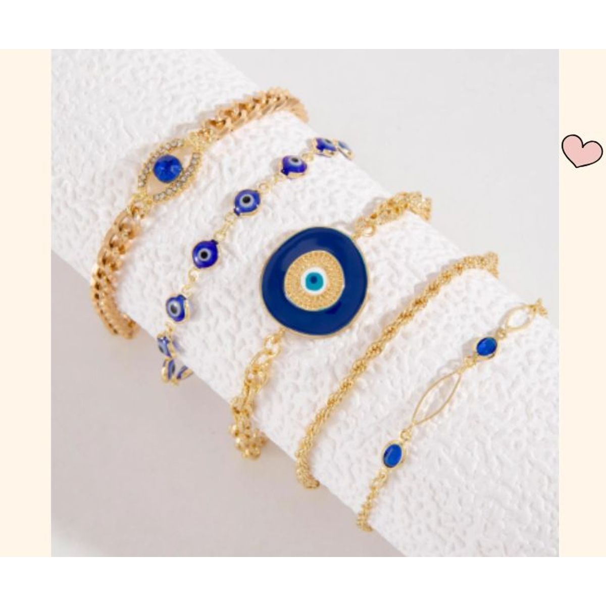 GENERICO - 5 pulseras elegantes con diseño de ojo, incrustadas con strass