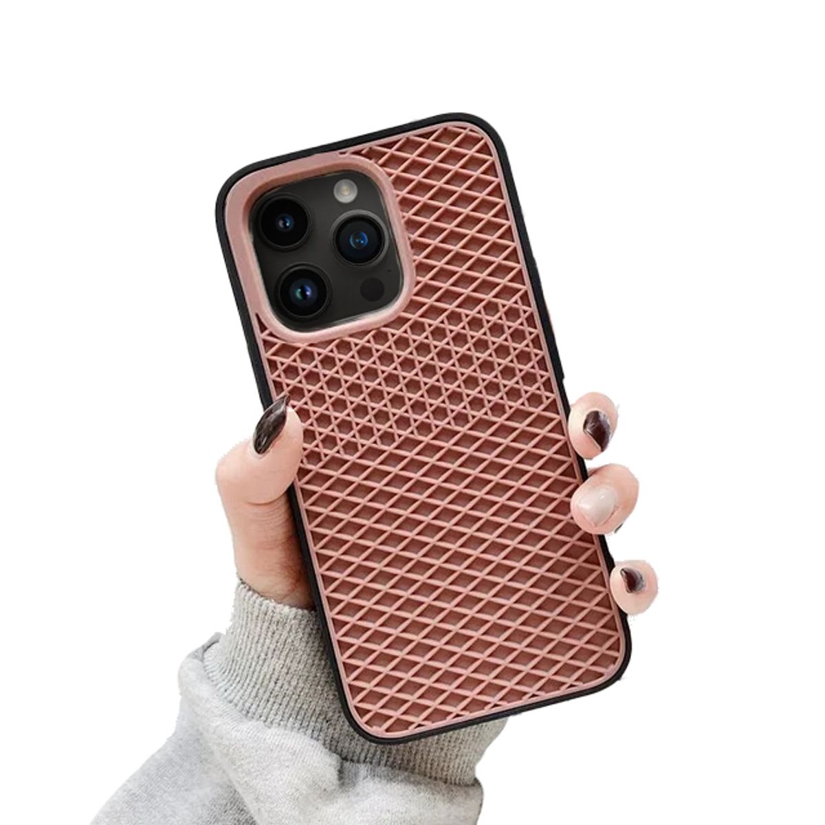 GENERICO - Funda Protector Case Goma Waffle IPHONE 15 PRO MAX - Marron Negro