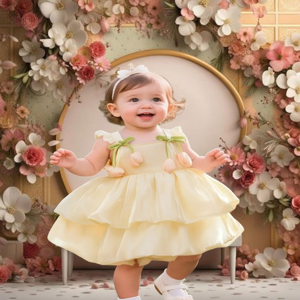 GENERICO - VESTIDO PARA BEBE  HERMOSO DETALLES DE PETALO