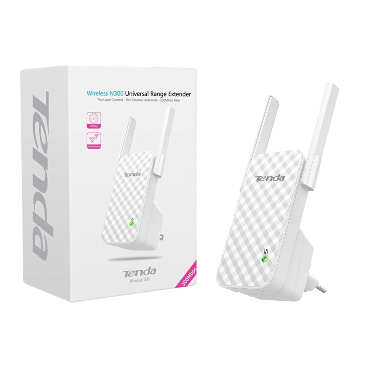 TENDA - Repetidor Amplificador Extensor Wifi de 300Mbps Tenda A9