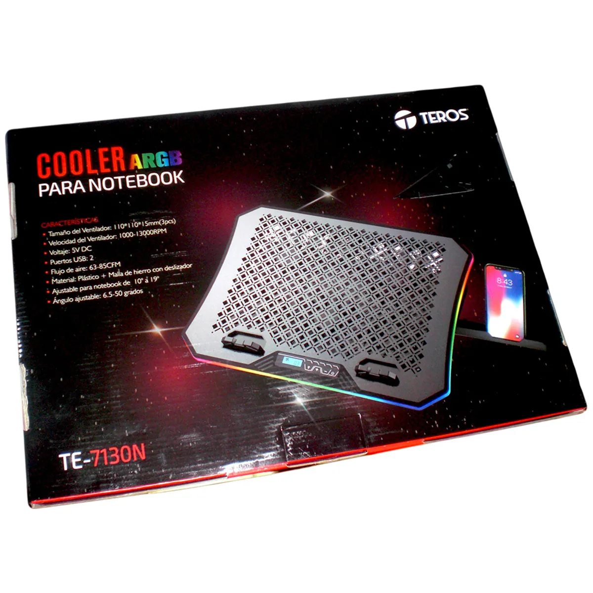 TEROS - Cooler TEROS TE-7130N, 3 FAN, 3000 RPM, para Laptops de 12" a 19"