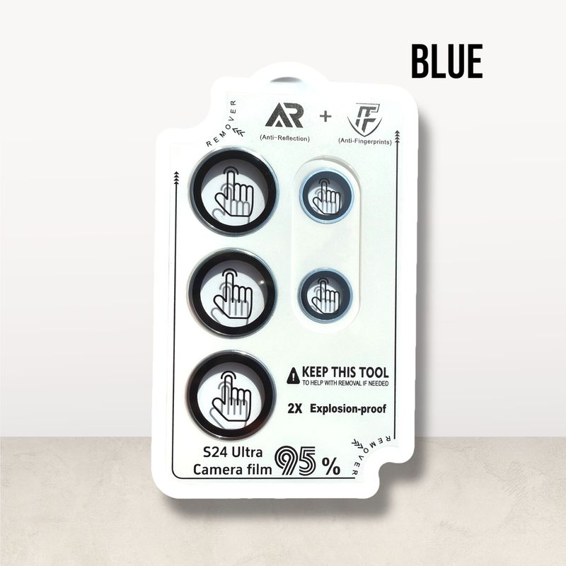 GENERICO - Protector de Cámara para Samsung S24 Ultra AR + AF Azul
