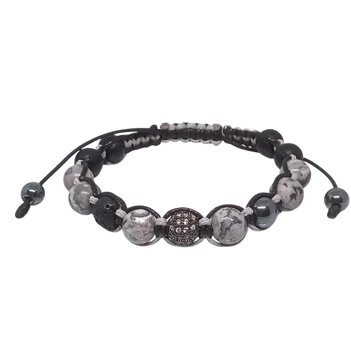 LUCYANA JOYAS Y ACCESORIOS - Pulsera Hombre de Cristal con Cuarzo Jaspe Ónix y Piedra Volcánica