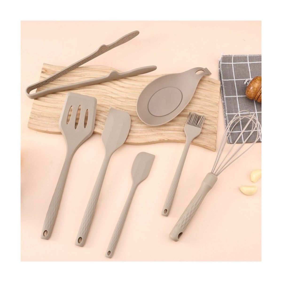 GENERICO - Utensilios de Cocina de Silicona Set 21 Pzs Kaqui