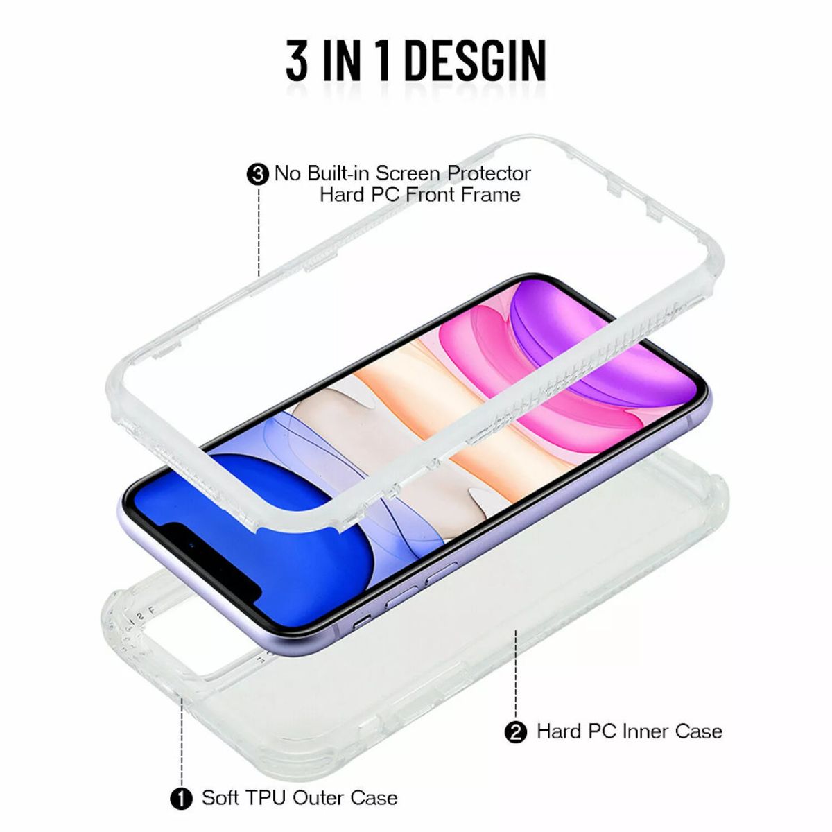 OEM - Case Compatible con iPhone 16 Pro Antishock 360 Transparente