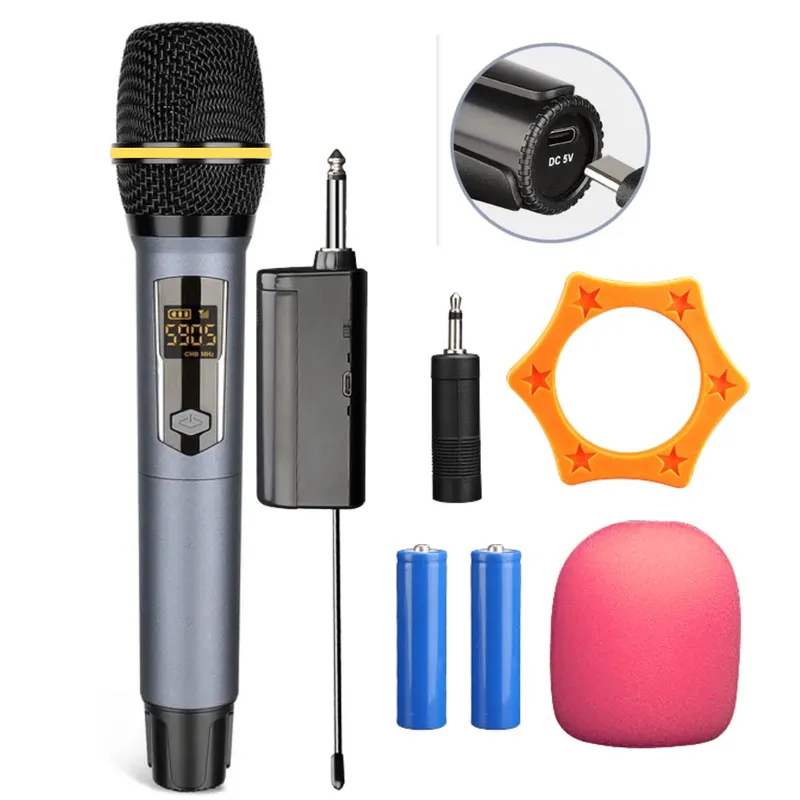 SANC - Micrófono Inalámbrico Portátil con Receptor  Ideal para Karaoke