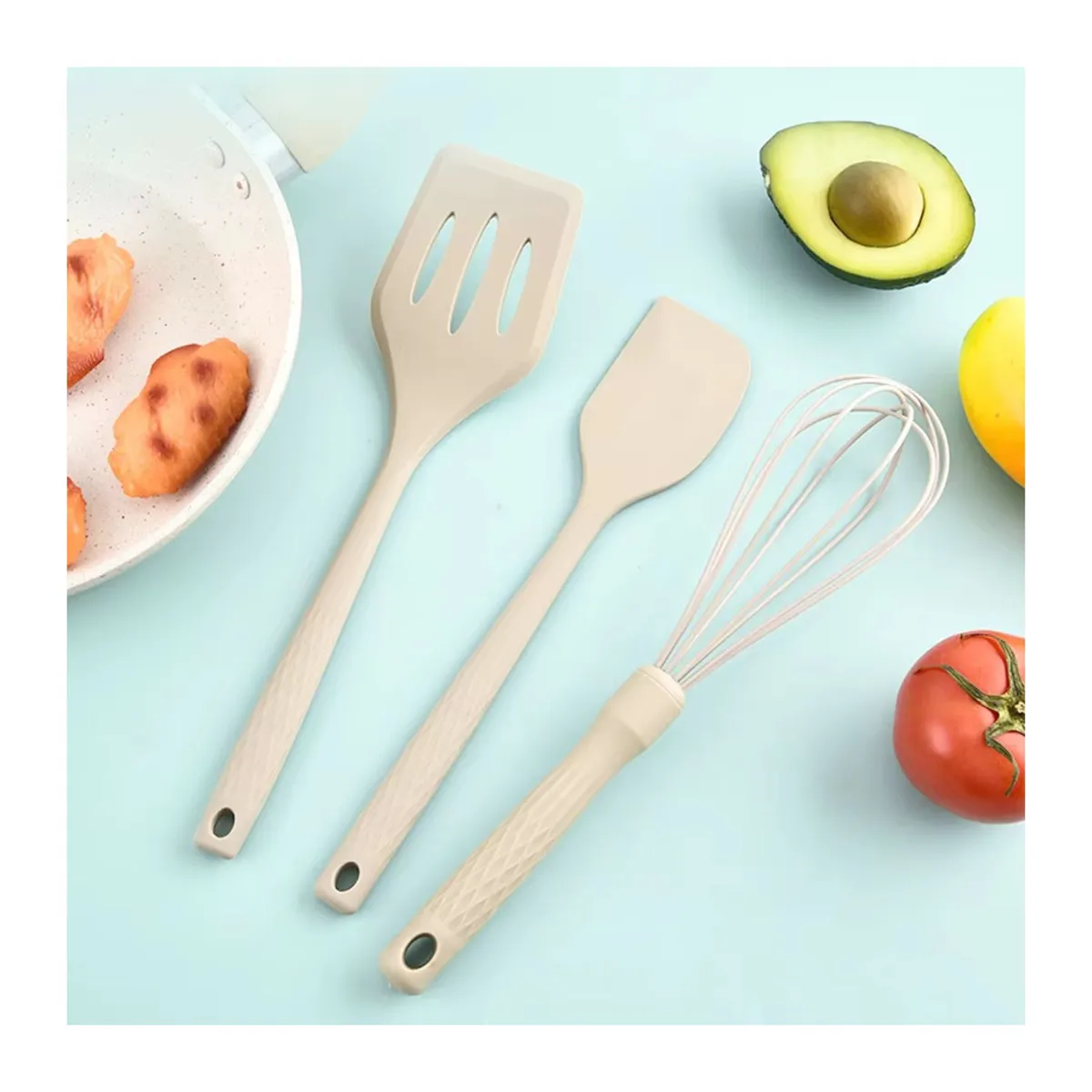 GENERICO - Utensilios Cocina de Silicona Set 21 Pzs Blanco