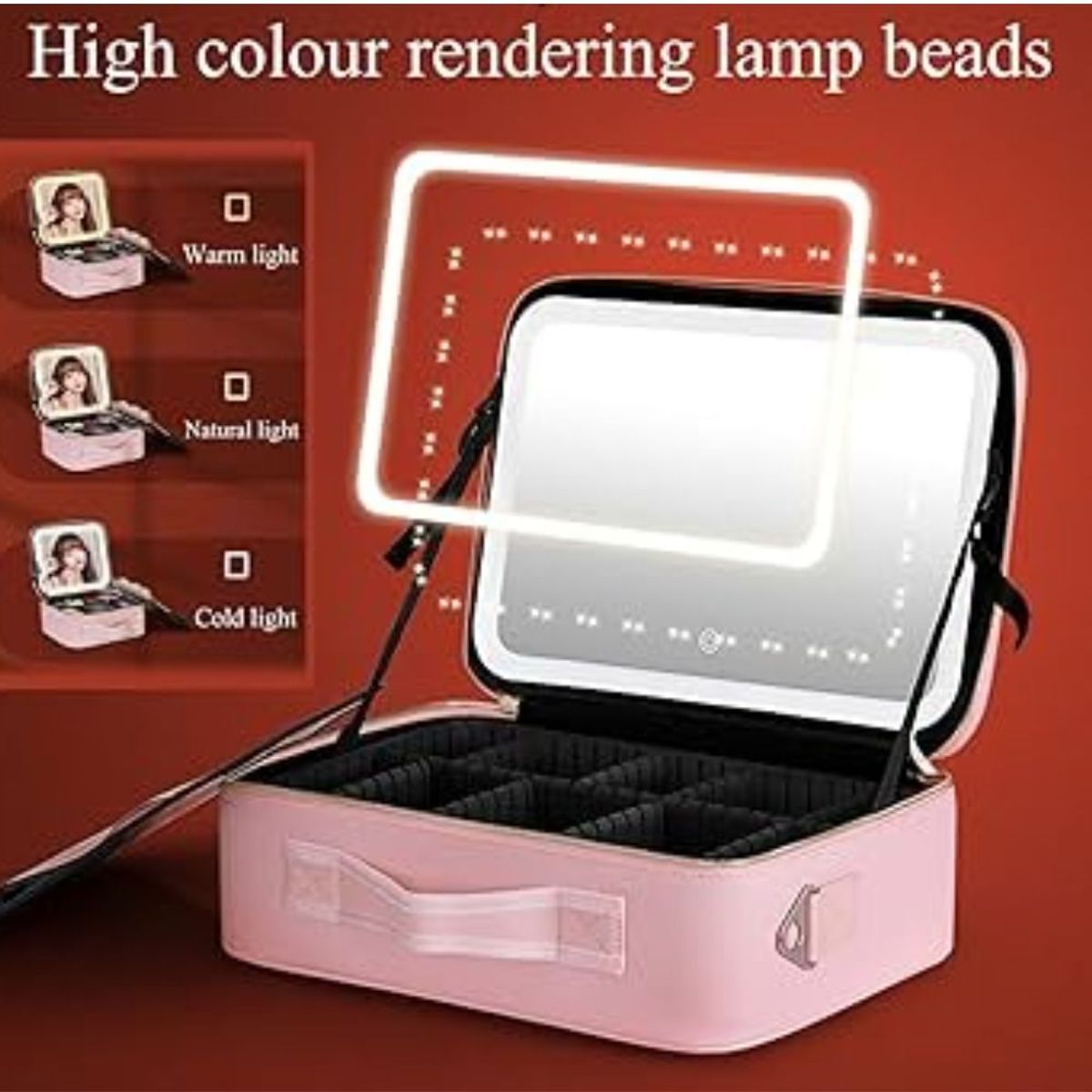 GENERICO - Organizador de maquillaje con espejo de luz LED Grande-