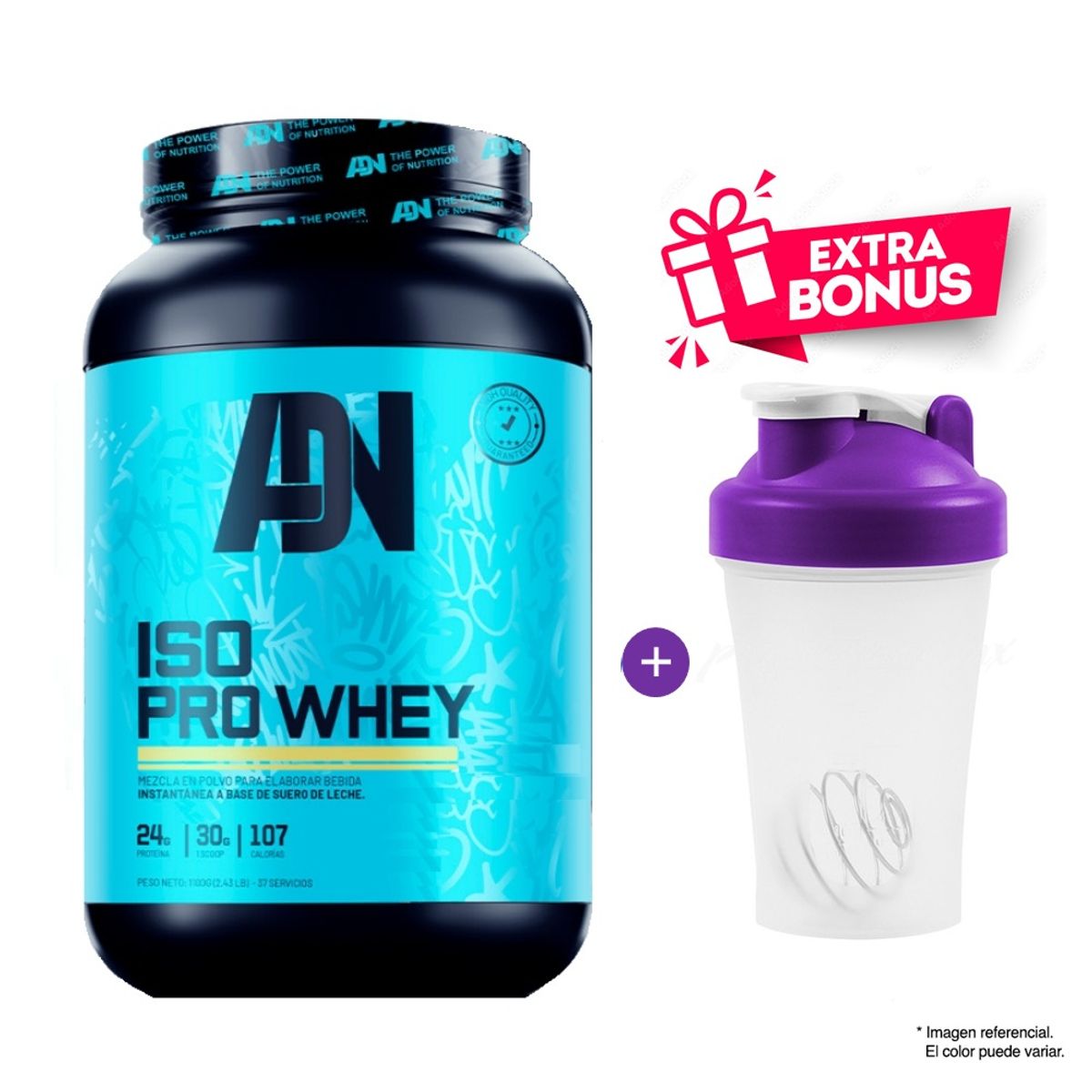 ADN - ISO PRO WHEY VAINILLA 1.1 kg Proteína - 37 servicios