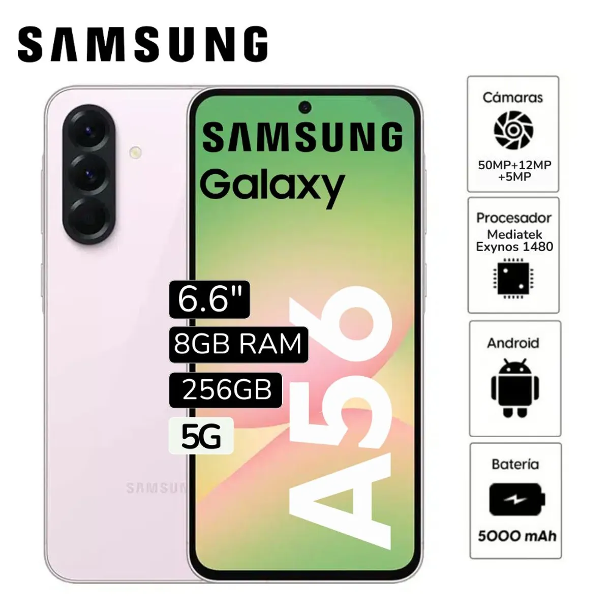 SAMSUNG - Celular Libre Samsung Galaxy A56 5G 6.7"  Pulg.  8GB RAM 256GB  - Rosado