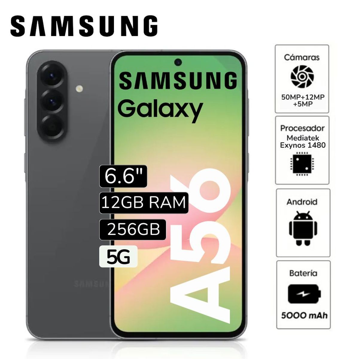 SAMSUNG - Celular Libre Samsung Galaxy A56 5G 6.7"  Pulg.  12GB RAM 256GB  - Graphite