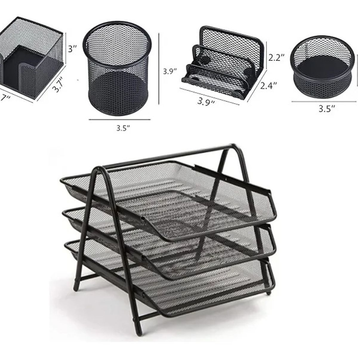 EVERSO - Organizador De Escritorio 5 Piezas Metal Bandeja Documentos