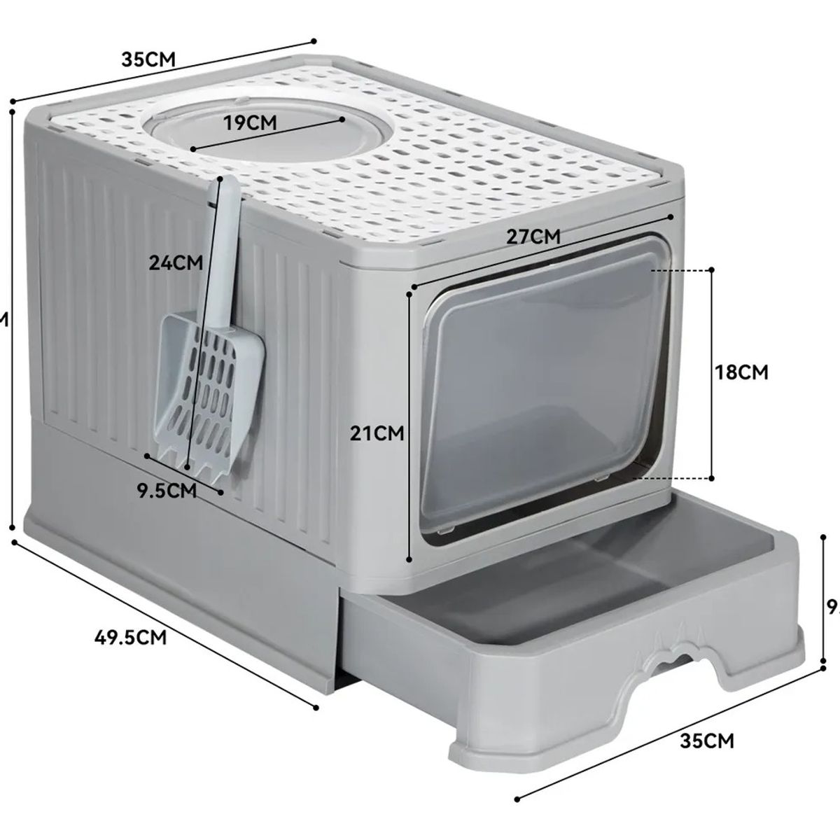 EVERSO - Arenero Cerrado Gatos Cupula Baño Sanitario Xl Base Movil