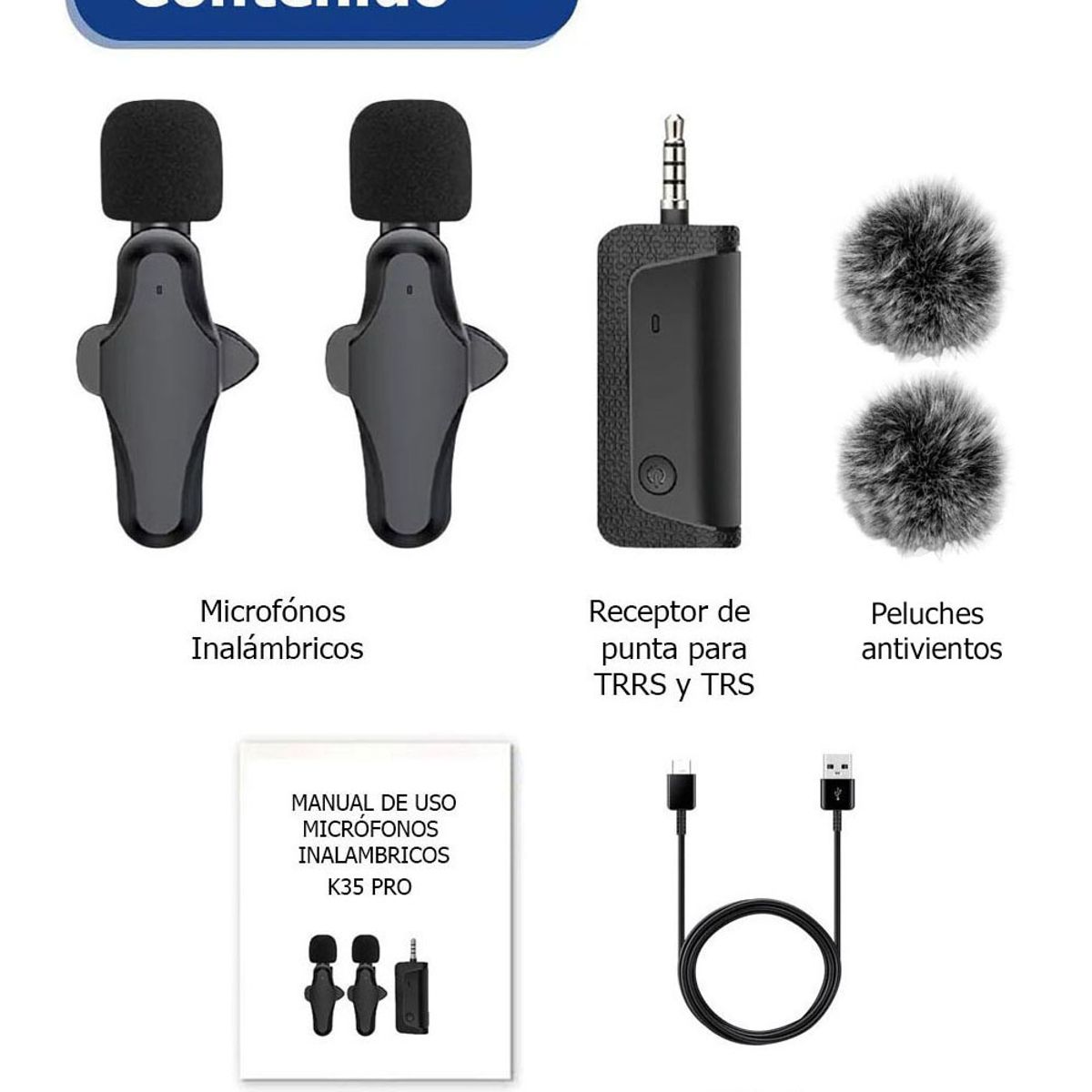 OEM - Micrófonos inalámbricos Dual K35 Pro con filtros de peluche