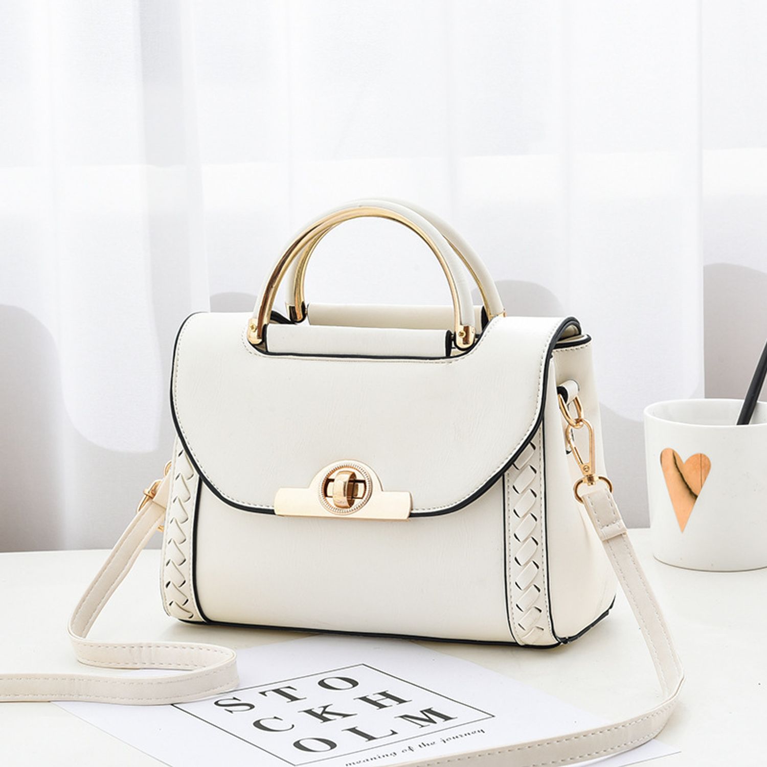 Bolso cruzado pequeño y versátil a la moda Blanco DANWEILE