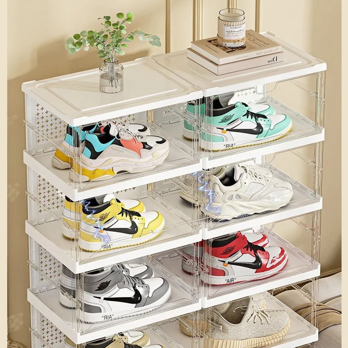 EVERSO - Zapatera Plegable 6 Niveles Caja Organizador Sin Instalación Transparente