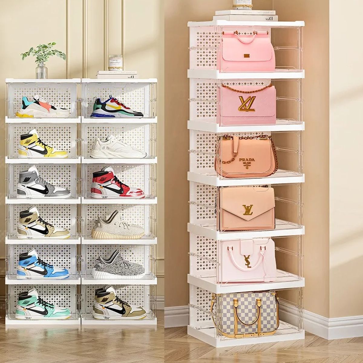 EVERSO - Zapatera Plegable 6 Niveles Caja Organizador Sin Instalación Transparente