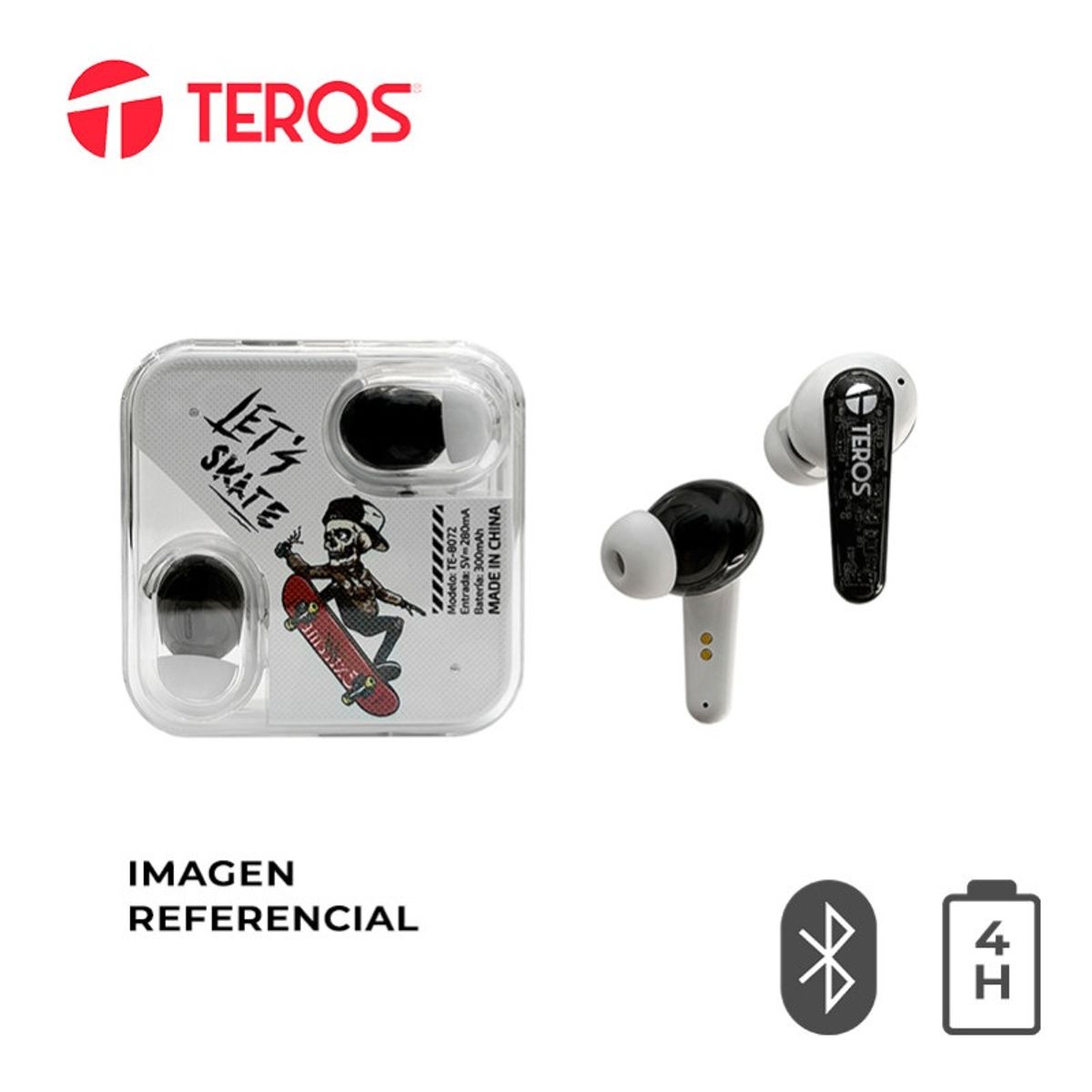 TEROS - AURICULAR INALAMBRICO TEROS TE8072W BLUETOOH BLANCO
