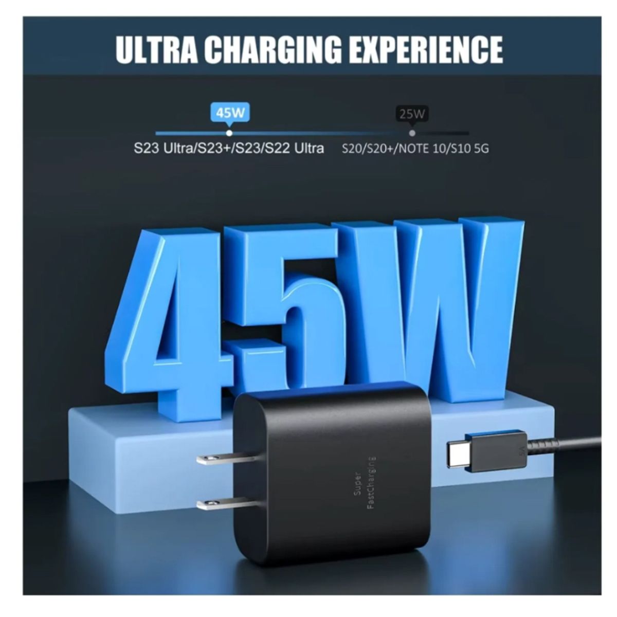 GENERICO - Cargador 45W Universal Compatible con Samsung S20 S21 S22 S23