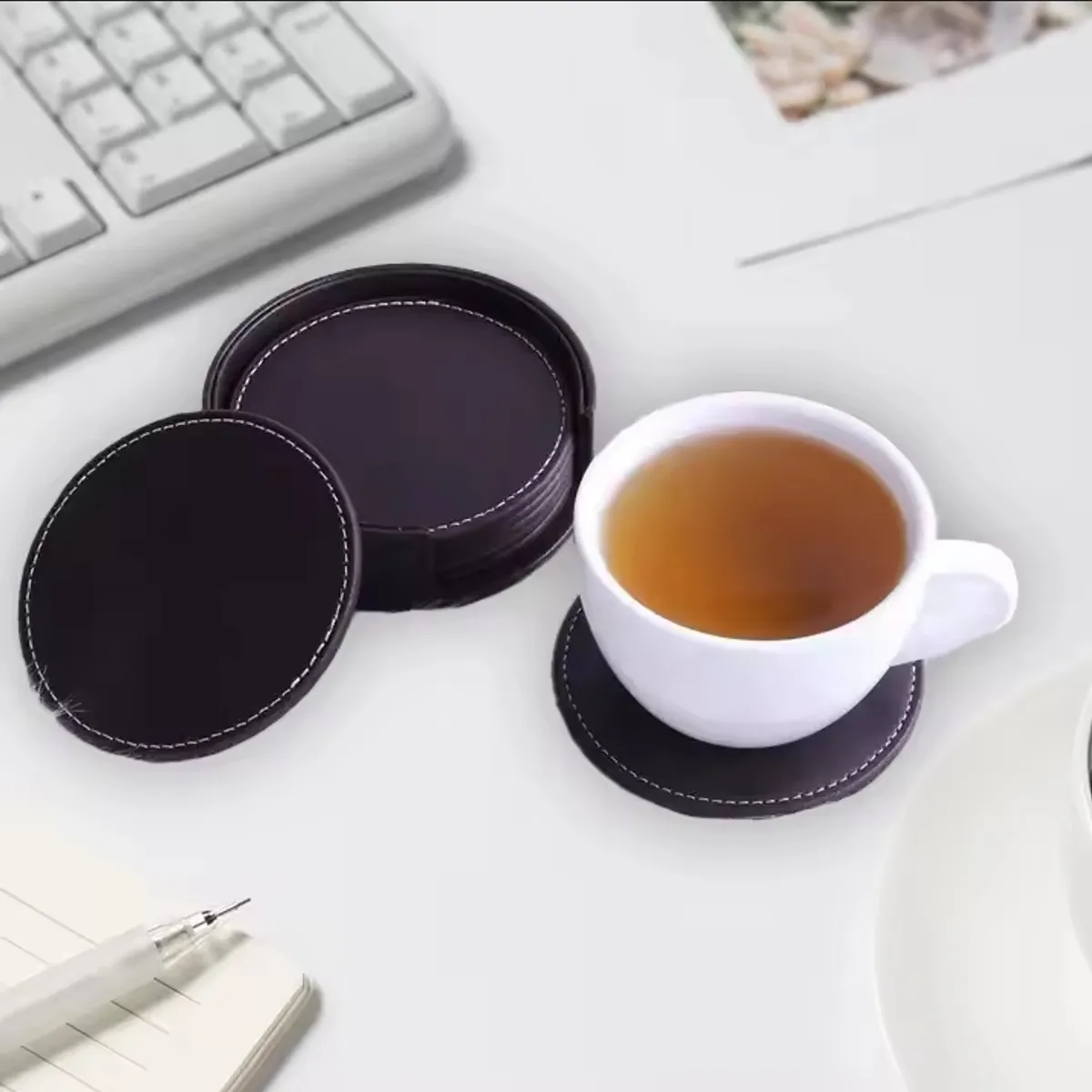 ZIMRAHYG - 6 Pcs Posavasos Tazas Universal Mesa Moda Grandes Premium Mármol Negro