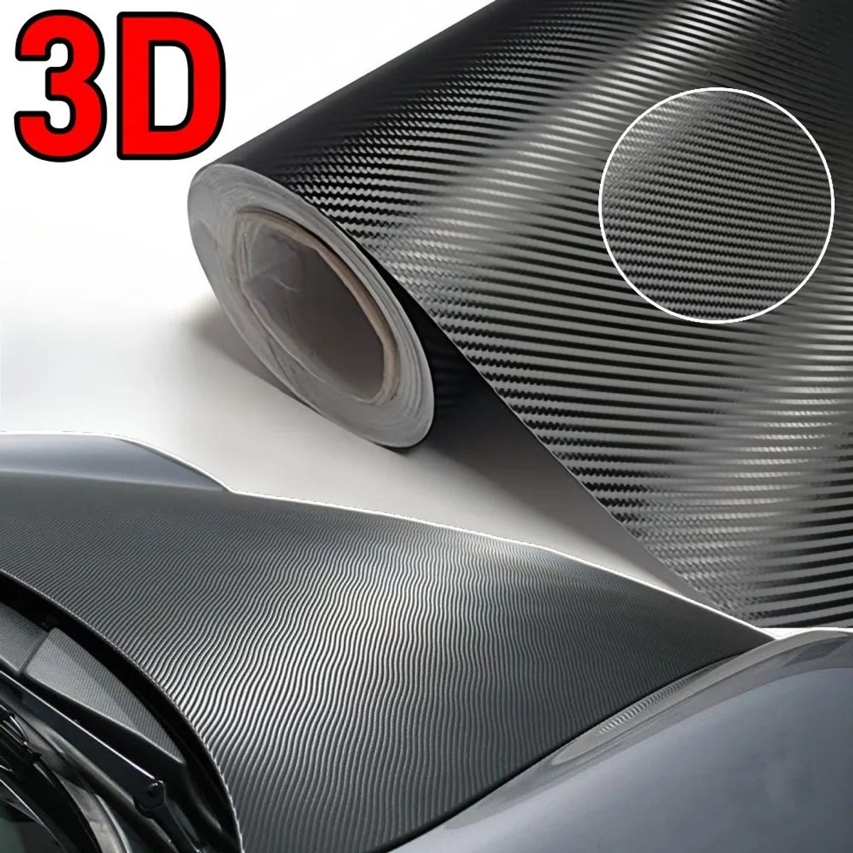 GENERICO - Vinil Fibra de Carbono 3D Negro Mate 100X150CM