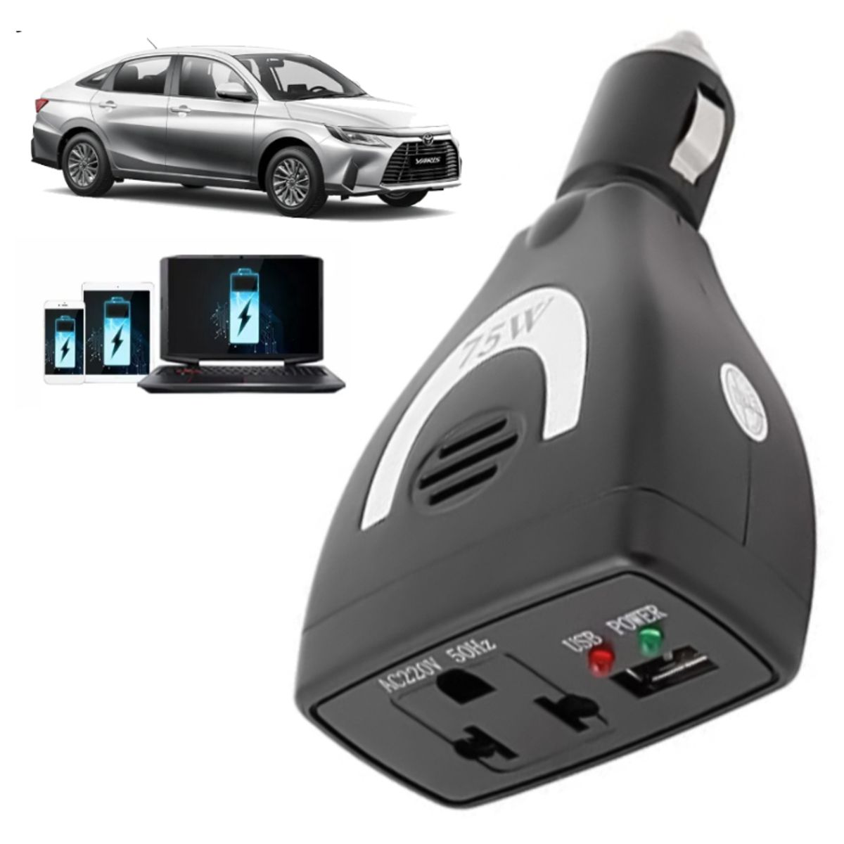 GENERICO - Inversor de Corriente para Auto de 12v A 220v Usb 75W