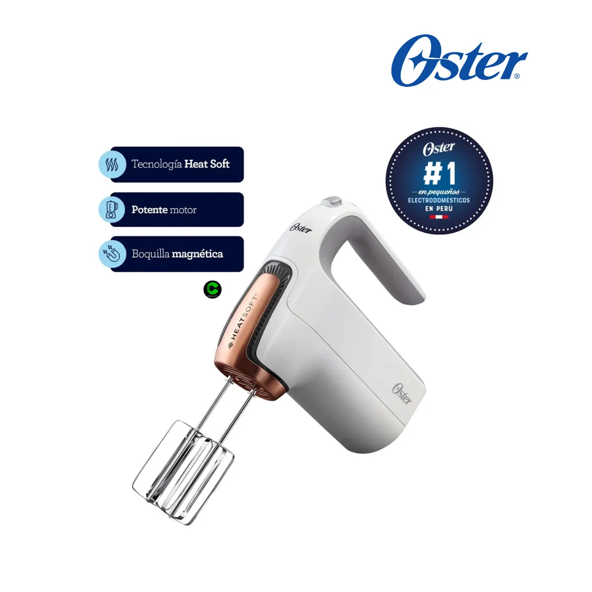 OSTER - Batidora de mano Oster 5V HeatSoft 440W FPSTHMAMR