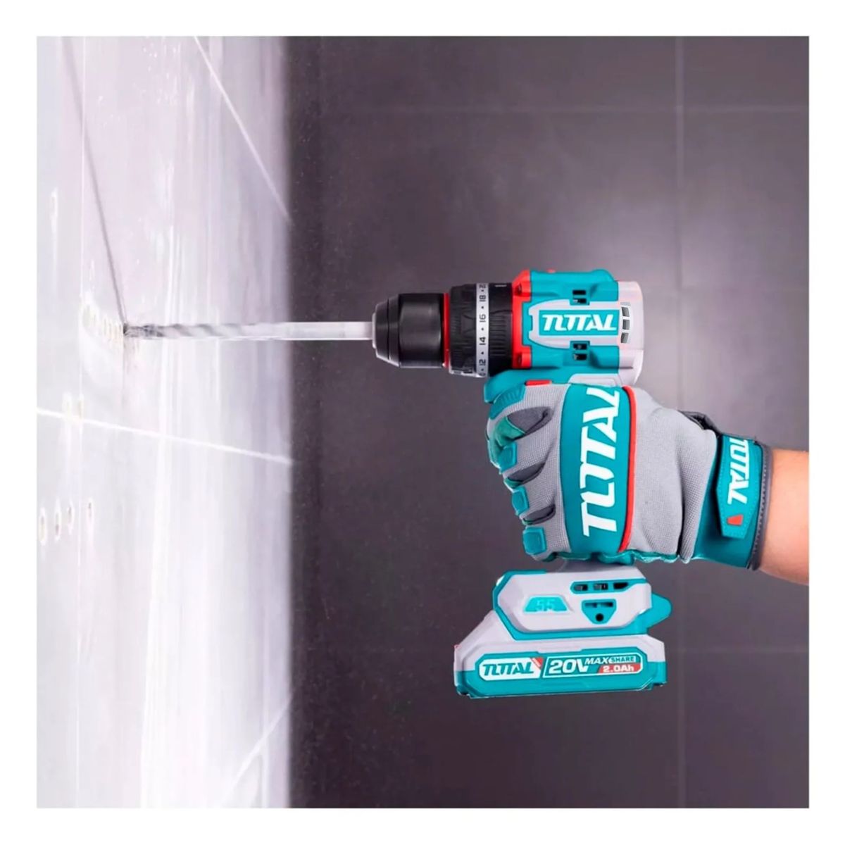 TOTAL TOOLS - Kit Taladro Atornillador 20V + puntas y dados TOTAL