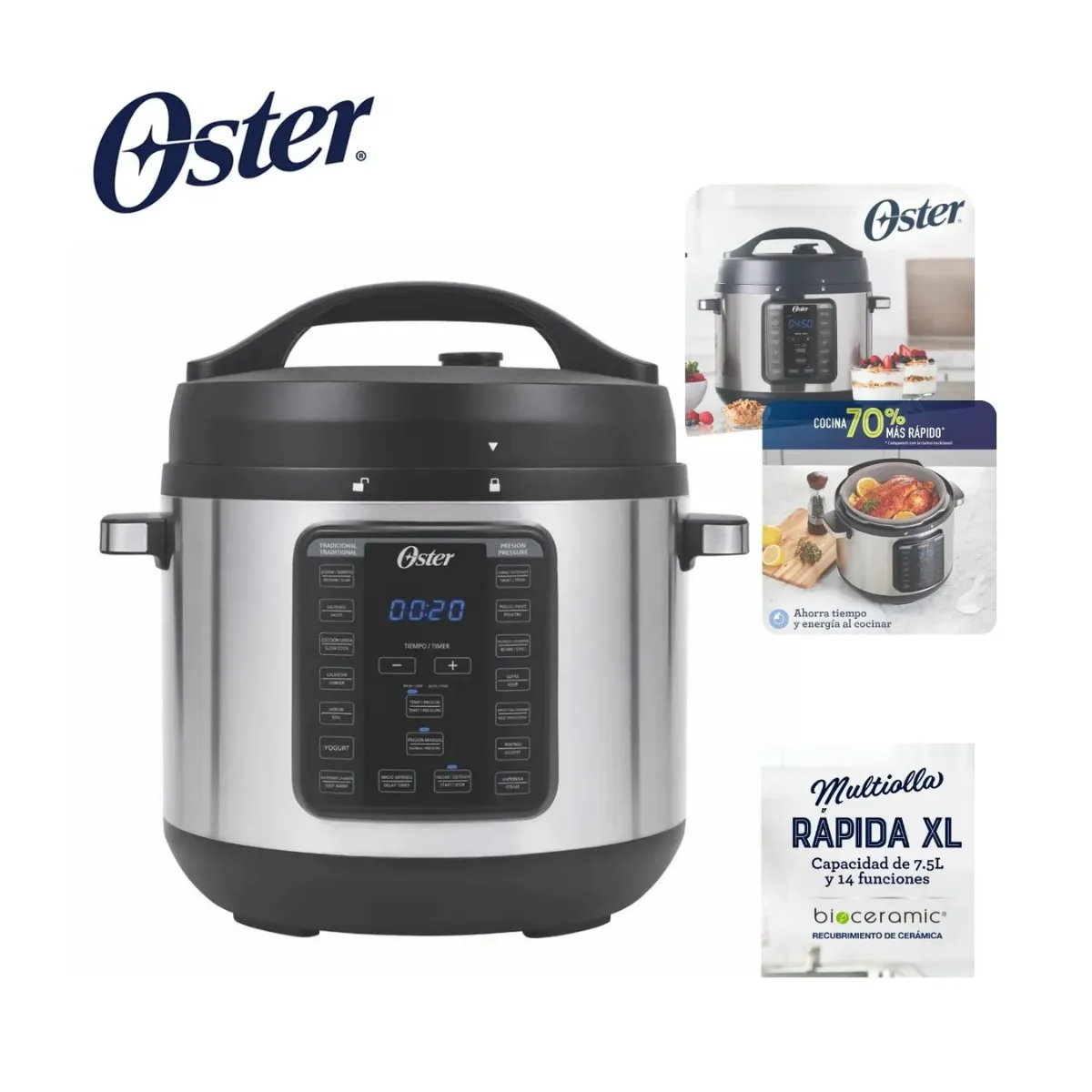 OSTER - Multi Olla Rápida XL Oster 7,5 L y 14 funciones CKSTPCECT75DF
