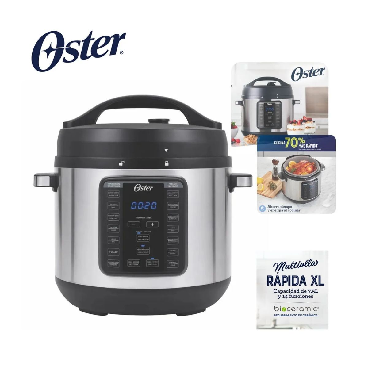 OSTER - Multi Olla Bioceramic XL Oster 7,5 L y 14 funciones CKSTPCECT75DF