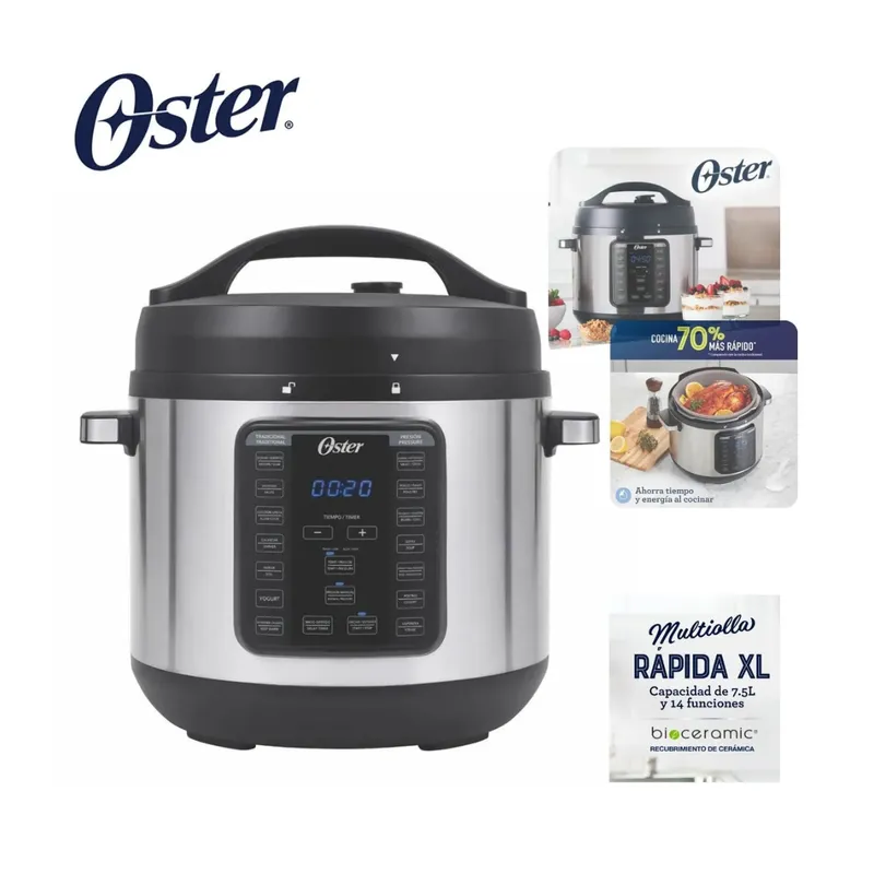 OSTER - Multi Olla Bioceramic XL Oster 7,5 L y 14 funciones CKSTPCECT75DF
