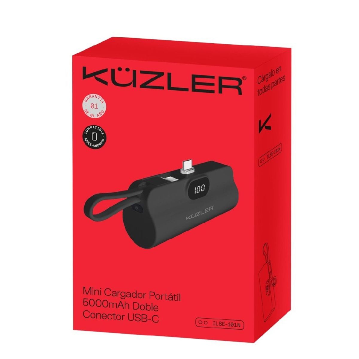 KUZLER - Powerbank Portátil Kuzler 5000mAh USB-C Negro - ILSE-101N