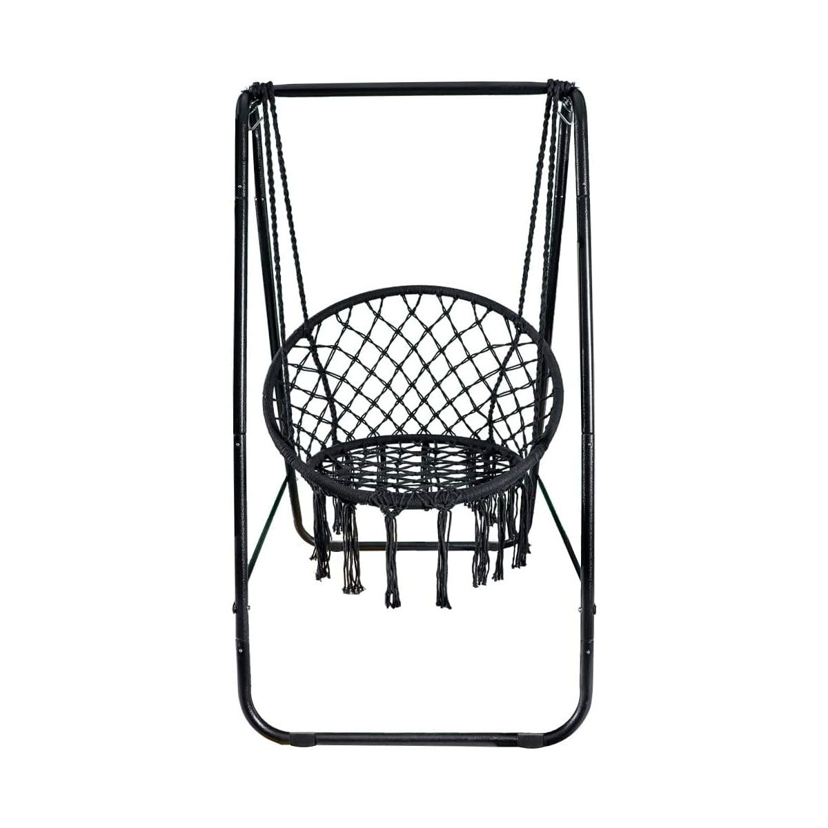 GENERICO - Silla Colgante Hamaca Con Soporte Negra Premium 160cm