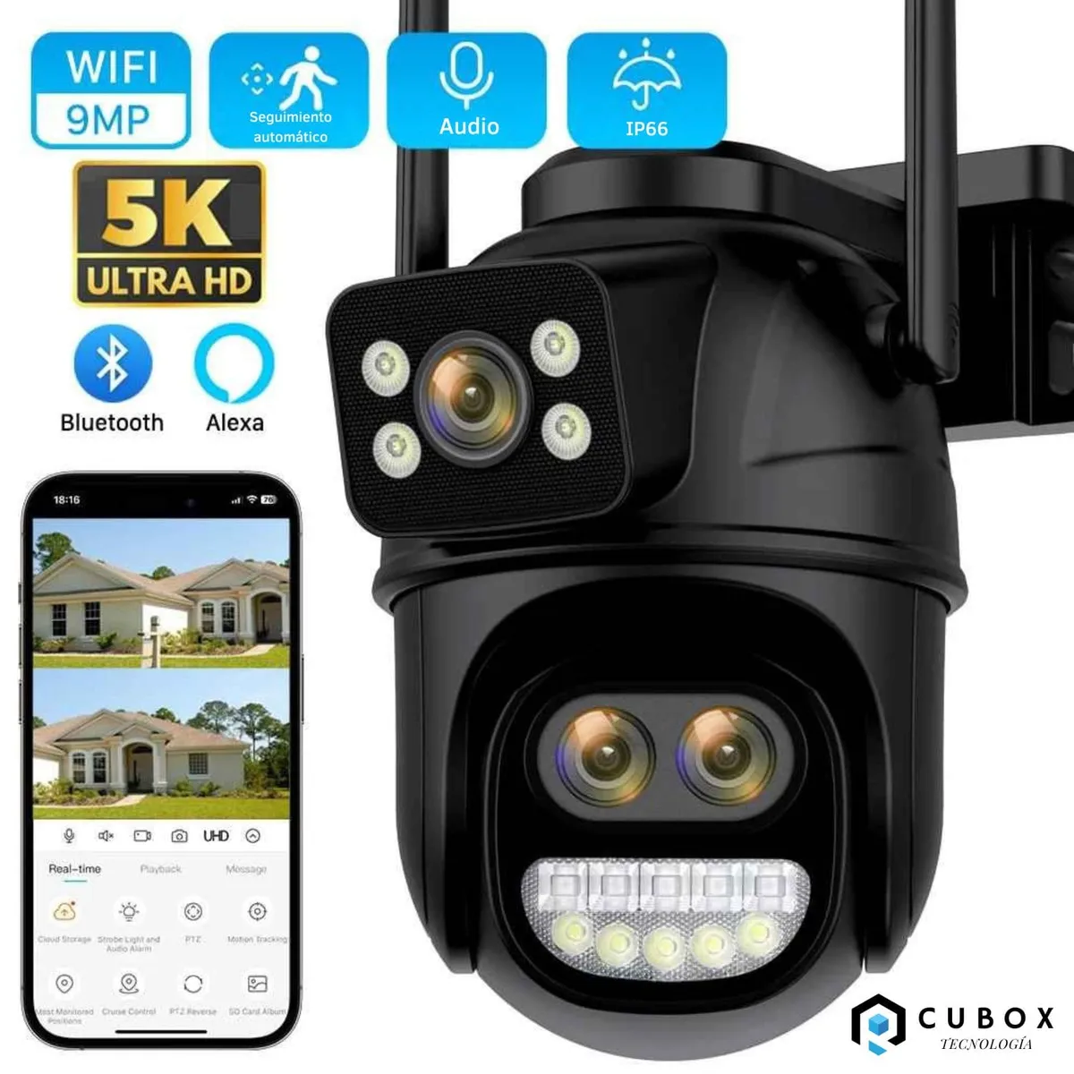 OEM - Cámara IP WiFi PTZ 5K  Zoom Óptico de Largo Alcance y Doble Lente Inteligente