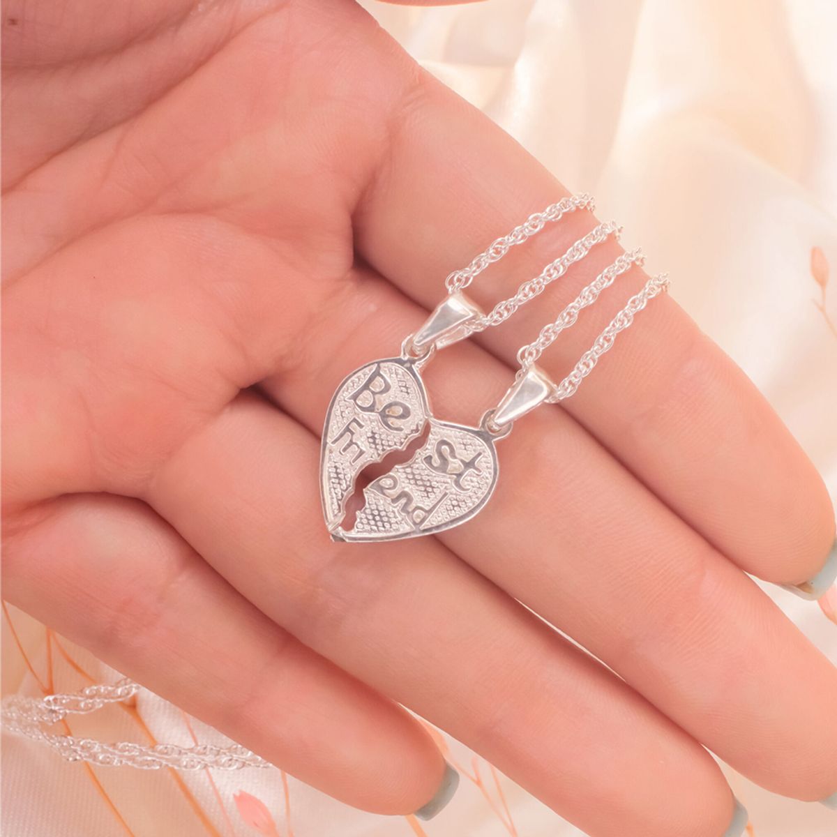 CLEO JOYAS & ACCESORIOS - Set Collares Amigas Besties Plata