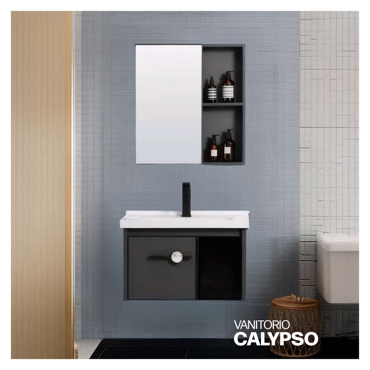 STONE - VANITORIO MINIMALISTA CALYPSO PLOMO STONE